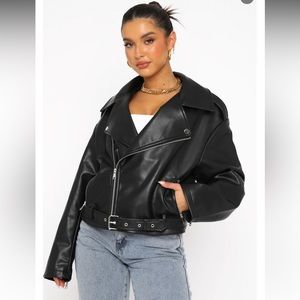 White Fox Boutique Black Leather Biker Jacket